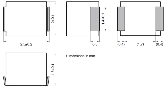 Mechanical Drawing - TDK MHQ1005P Multilayer Ceramic Inductors