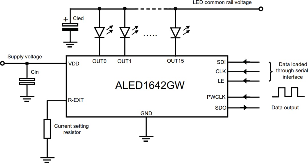 Application Circuit Diagram - STMicroelectronics ALED1642GW LED Display Driver