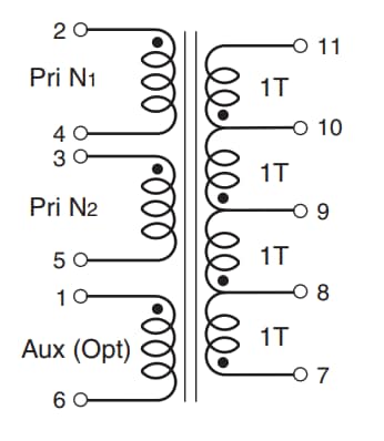 Schematic - Coilcraft PL160/PL300 SMT Planar Transformers