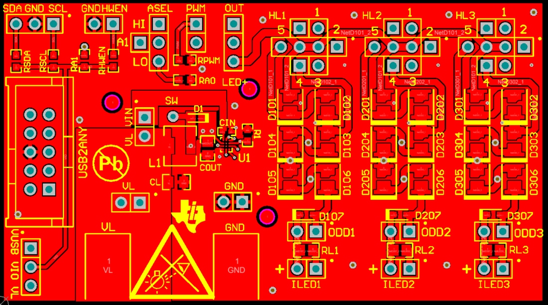 Mechanical Drawing - Texas Instruments LM36923HEVM White LED Driver Evaluation Module