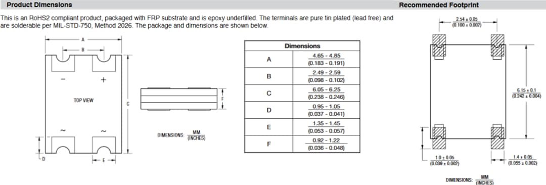 Mechanical Drawing - Bourns SMPS CD-HD Schottky Bridge Rectifier Diodes