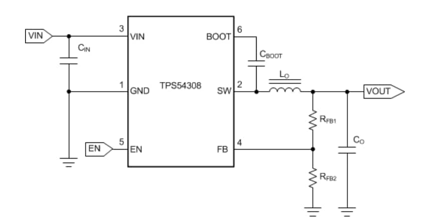 Block Diagram - Texas Instruments TPS54308 Synchronous 350kHz Step-Down Converters