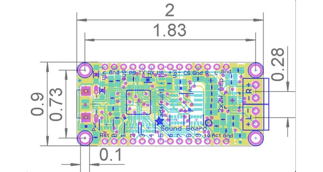 Mechanical Drawing - Adafruit Audio FX Sound Board