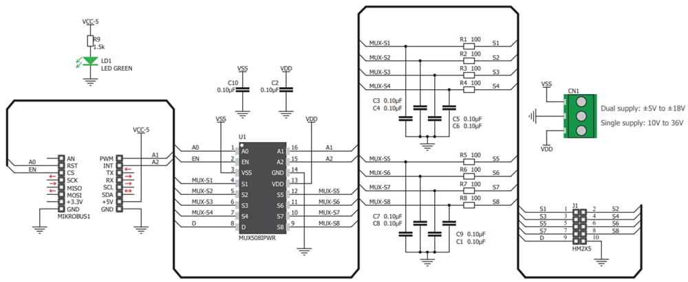 Schematic - Mikroe MUX 2 Click (MIKROE-3245)