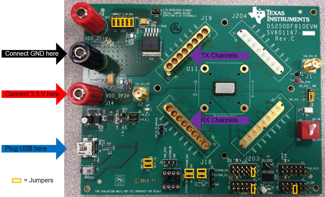 Mechanical Drawing - Texas Instruments DS250DF810EVM Retimer Evaluation Module (EVM)