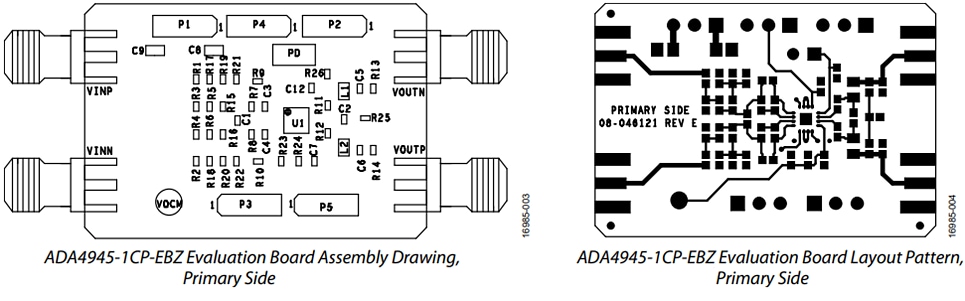 Mechanical Drawing - Analog Devices Inc. ADA4945-1CP-EBZ Amplifier Evaluation Board
