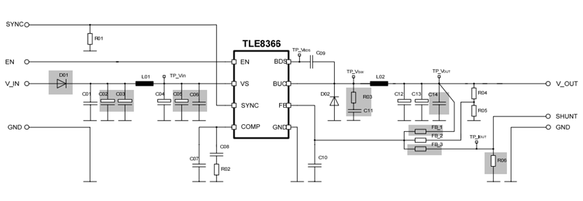 Schematic - Infineon Technologies TLE8366EV Demonstration Board