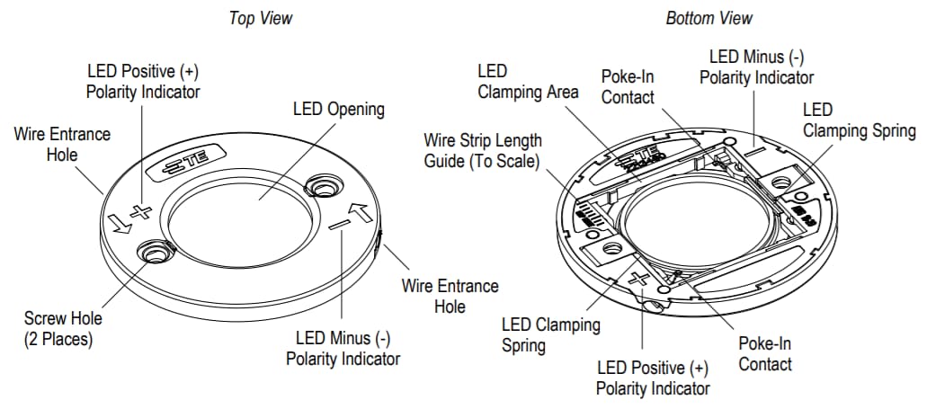 Mechanical Drawing - TE Connectivity LUMAWISE Type Z50 Low-Profile LED Holders