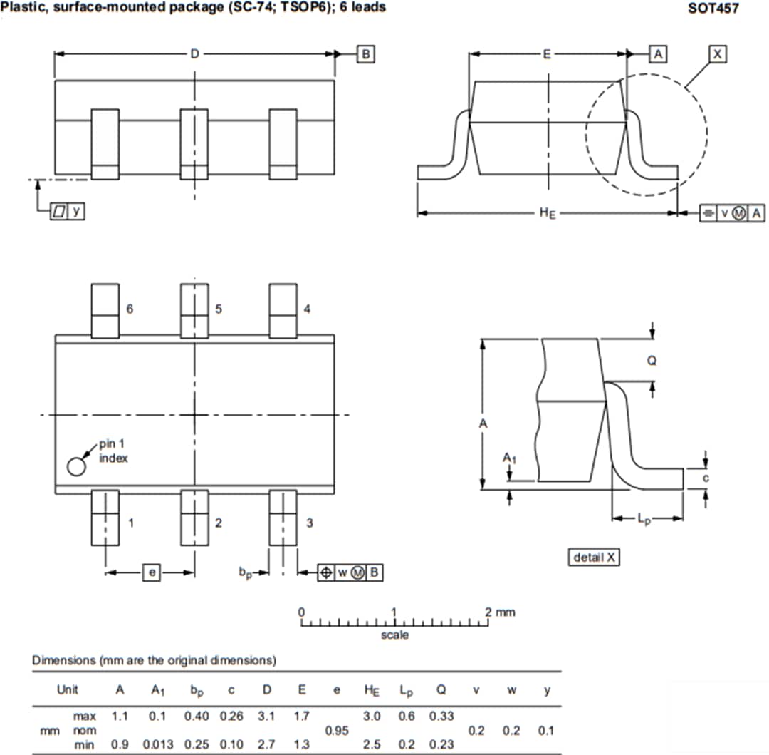 Mechanical Drawing - Nexperia NCR40xU PNP High Side LED Drivers