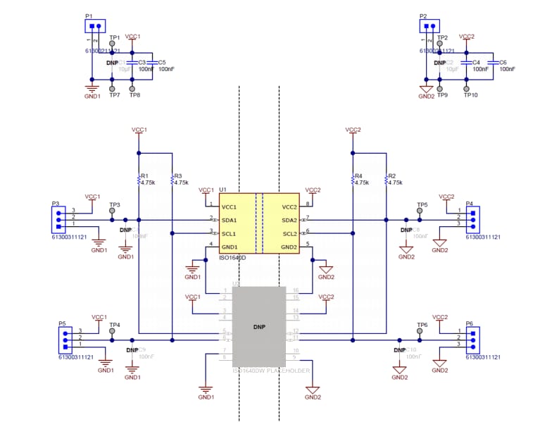 Schematic - Texas Instruments ISO1640EVM Evaluation Module