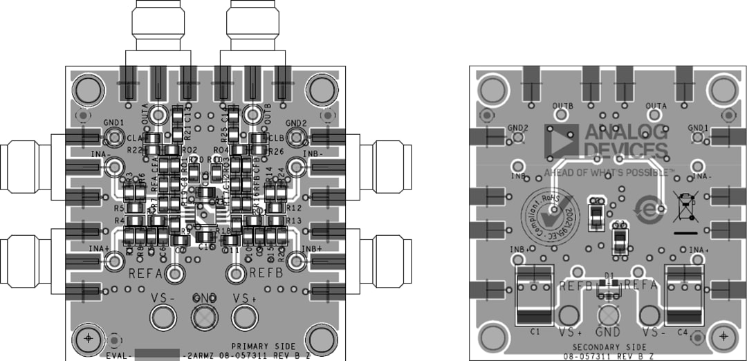 Mechanical Drawing - Analog Devices Inc. EVAL-ADA4522-2ARMZ Evaluation Board