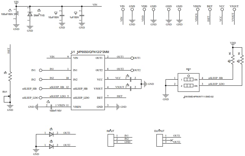 Schematic - Monolithic Power Systems (MPS) EV6550-G-00A Evaluation Board