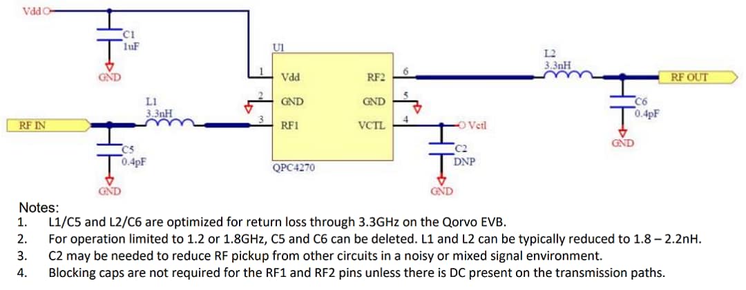 Application Circuit Diagram - Qorvo QPC4270 SPST High Isolation Absorptive Switch