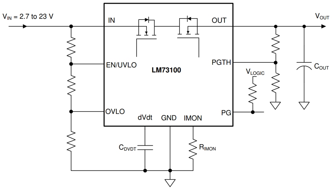 Schematic - Texas Instruments LM73100 5.5A Ideal Diode