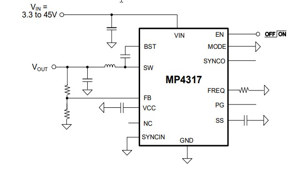 Application Circuit Diagram - Monolithic Power Systems (MPS) MP4317 Synchronous Step-Down Converters