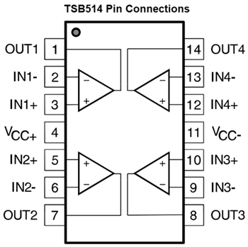 Schematic - STMicroelectronics TSB511, TSB512, TSB514 6MHz Operational Amplifiers