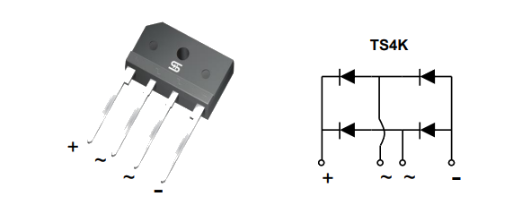 Application Circuit Diagram - Taiwan Semiconductor TS20K40-T to TS20K100-T Standard Bridge Rectifiers