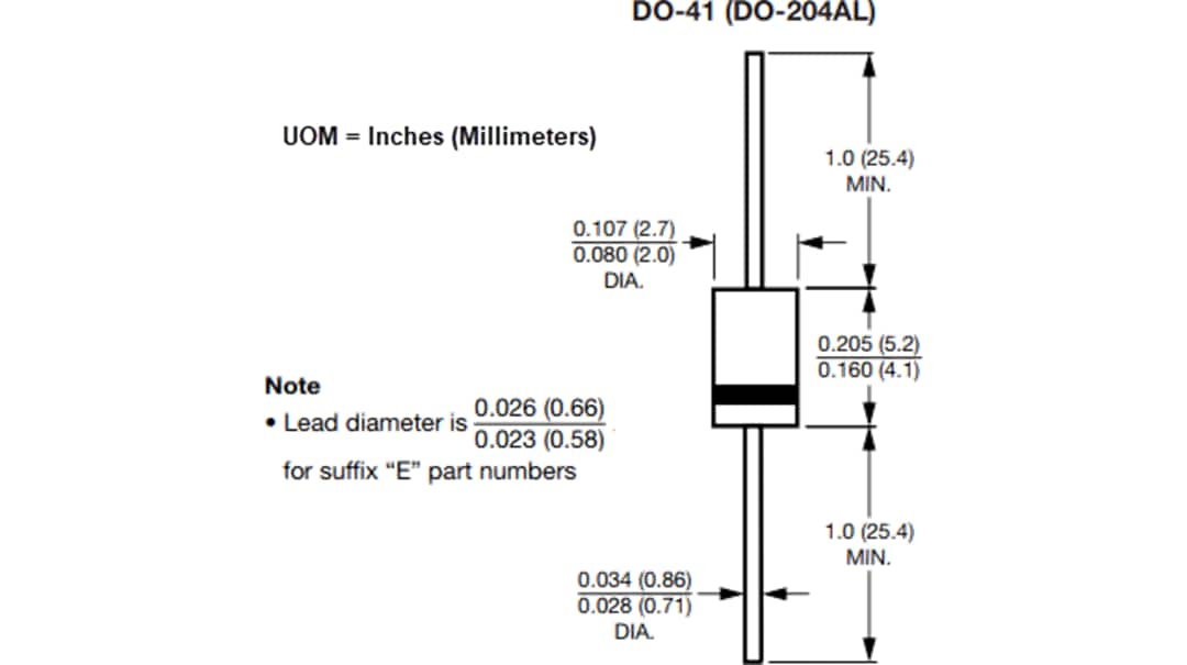 Mechanical Drawing - Vishay General Semiconductor 1N400xGP General Purpose Plastic Rectifiers