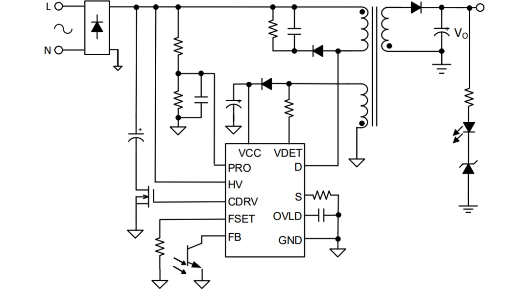 Application Circuit Diagram - Renesas Electronics RAA223181 900V Off-Line Flyback Regulator