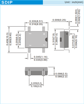 Mechanical Drawing - PANJIT 1000V Bridge Rectifiers
