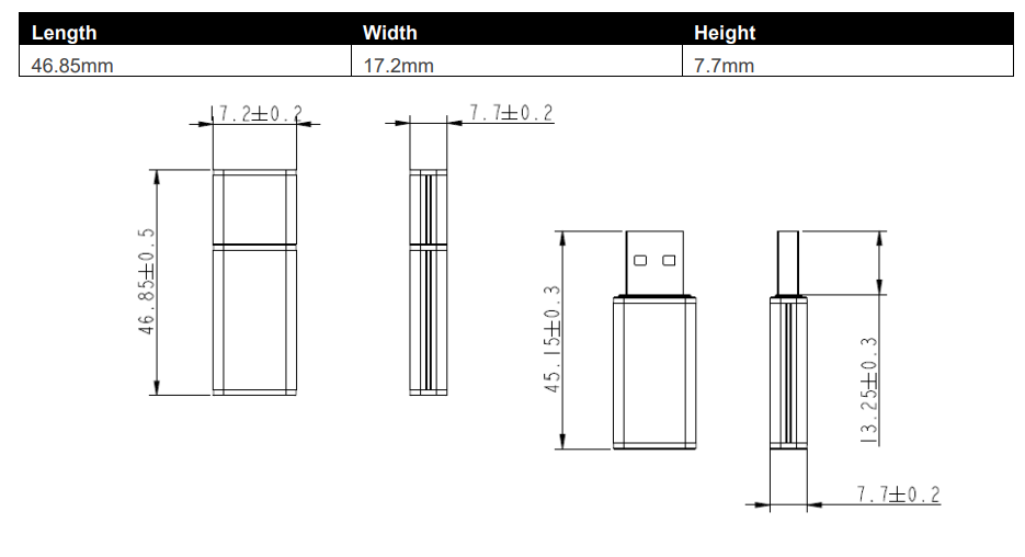 Mechanical Drawing - Apacer Technology Inc. UH110-UFD1 USB Flash Drives
