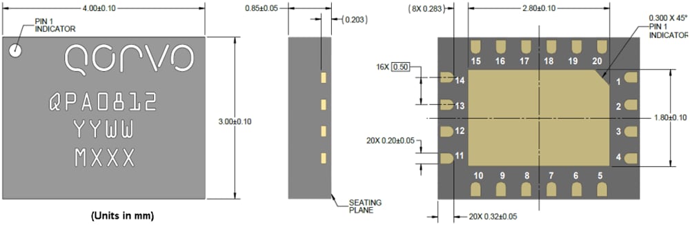 Mechanical Drawing - Qorvo QPA0812EVB Evaluation Board