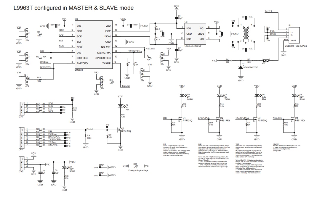 Schematic - STMicroelectronics AEK-COM-ISOSPI1 SPI to Isolated SPI Dongle