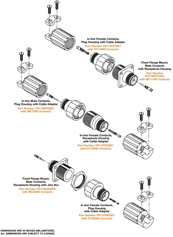 Mechanical Drawing - Positronic Front Runner Circular Connectors
