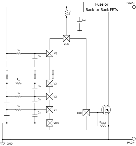 Schematic - Texas Instruments bq77205 Over-Voltage Protector