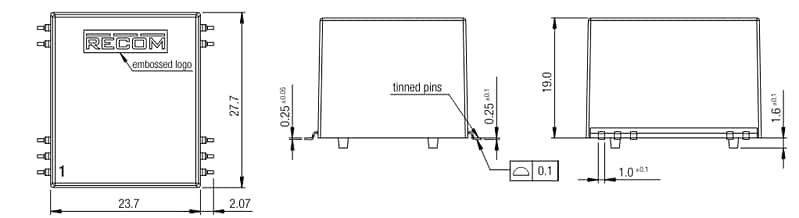 Mechanical Drawing - RECOM Power RAC03-K/SMT AC/DC Power Supplies