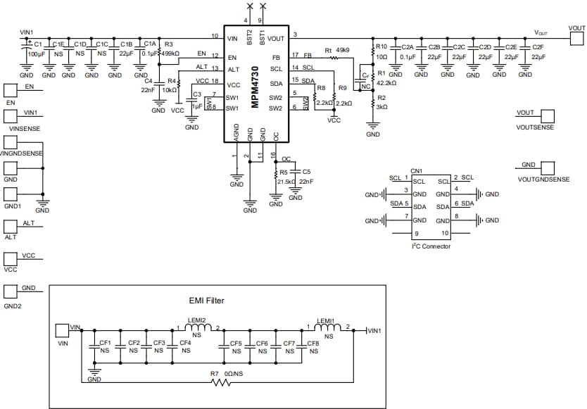 Schematic - Monolithic Power Systems (MPS) EVM4730-PQ-00A Evaluation Board