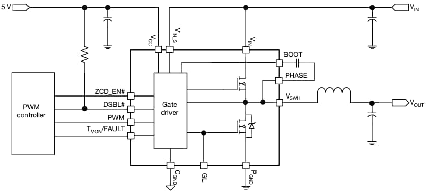 Application Circuit Diagram - Vishay Semiconductors SiC641 55A VRPower® Integrated Power Stage