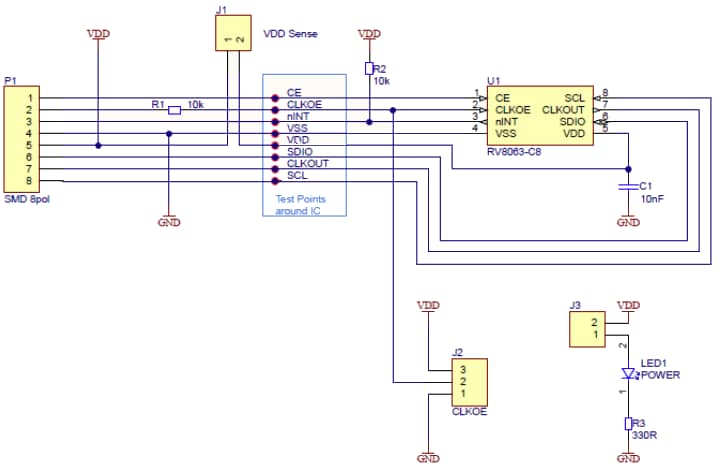 Schematic - Micro Crystal RV-8063-C8 Development Board