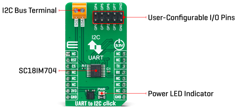 Mikroe MIKROE-5508 UART to I2C Click