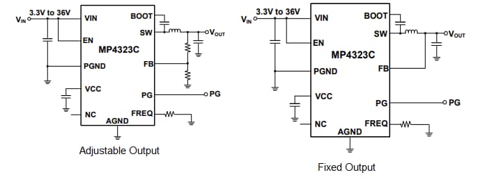 Application Circuit Diagram - Monolithic Power Systems (MPS) MP4323C Synchronous Step-Down Converters