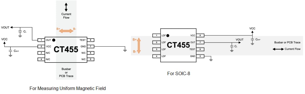 Application Circuit Diagram - Allegro MicroSystems CT455 XtremeSense™ TMR Contactless Current Sensors