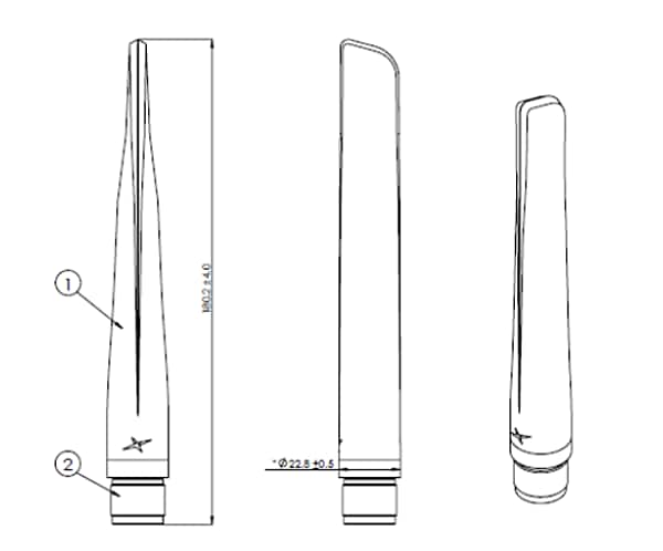 Mechanical Drawing - Taoglas DSRC Dipole Terminal Mount Antenna