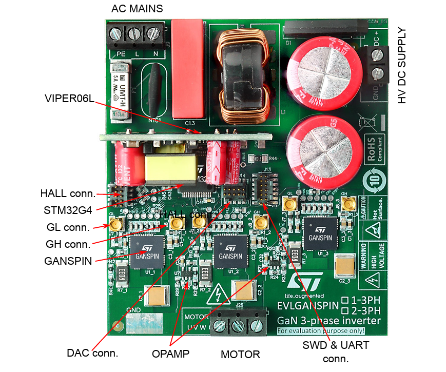 Location Circuit - STMicroelectronics EVLGANSPIN1-3PH Reference Design Board