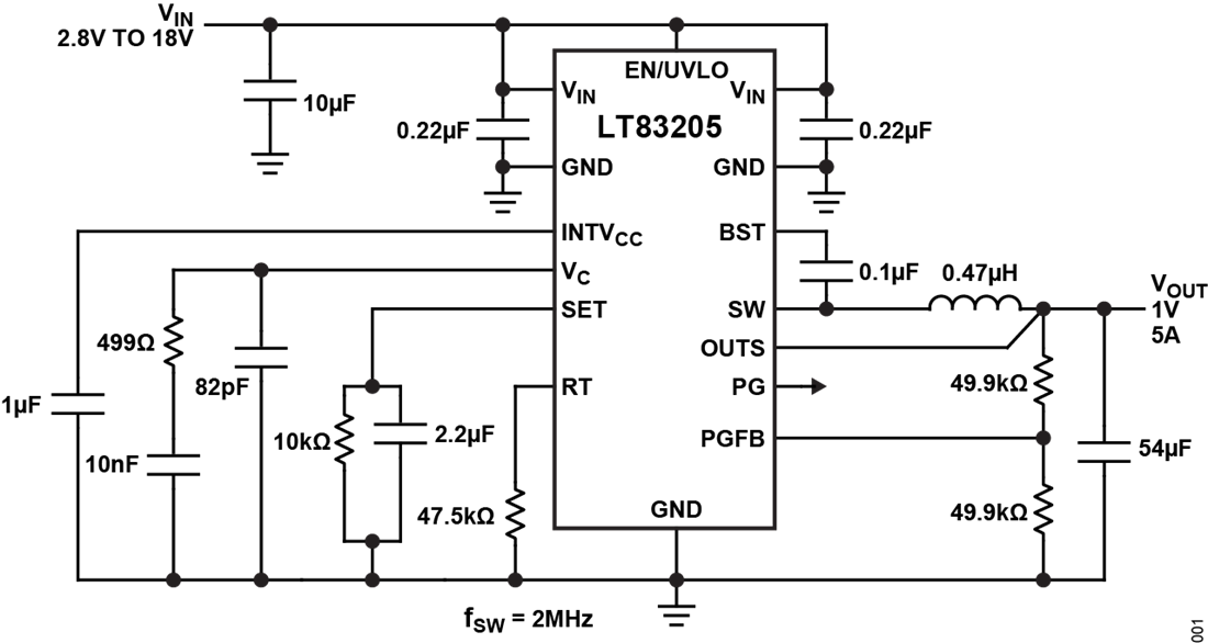 Application Circuit Diagram - Analog Devices Inc. LT83203/LT83205 Synchronous Step-Down Regulators