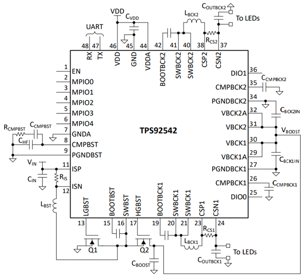 Schematic - Texas Instruments TPS92542-Q1 Synchronous Boost Controller