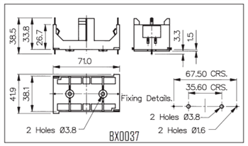 Mechanical Drawing - Bulgin BX Battery Holders