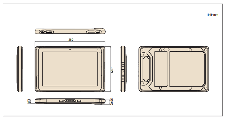 Mechanical Drawing - Advantech AIM-68H 10.1