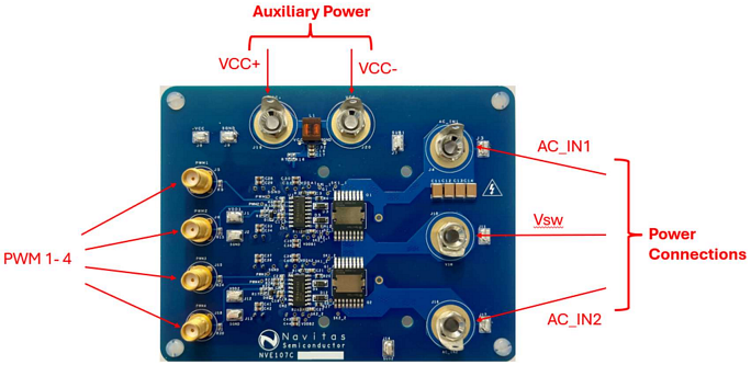 Infographic - Navitas Semiconductor NVE107C 650V Bi-Directional GaN Eval Board