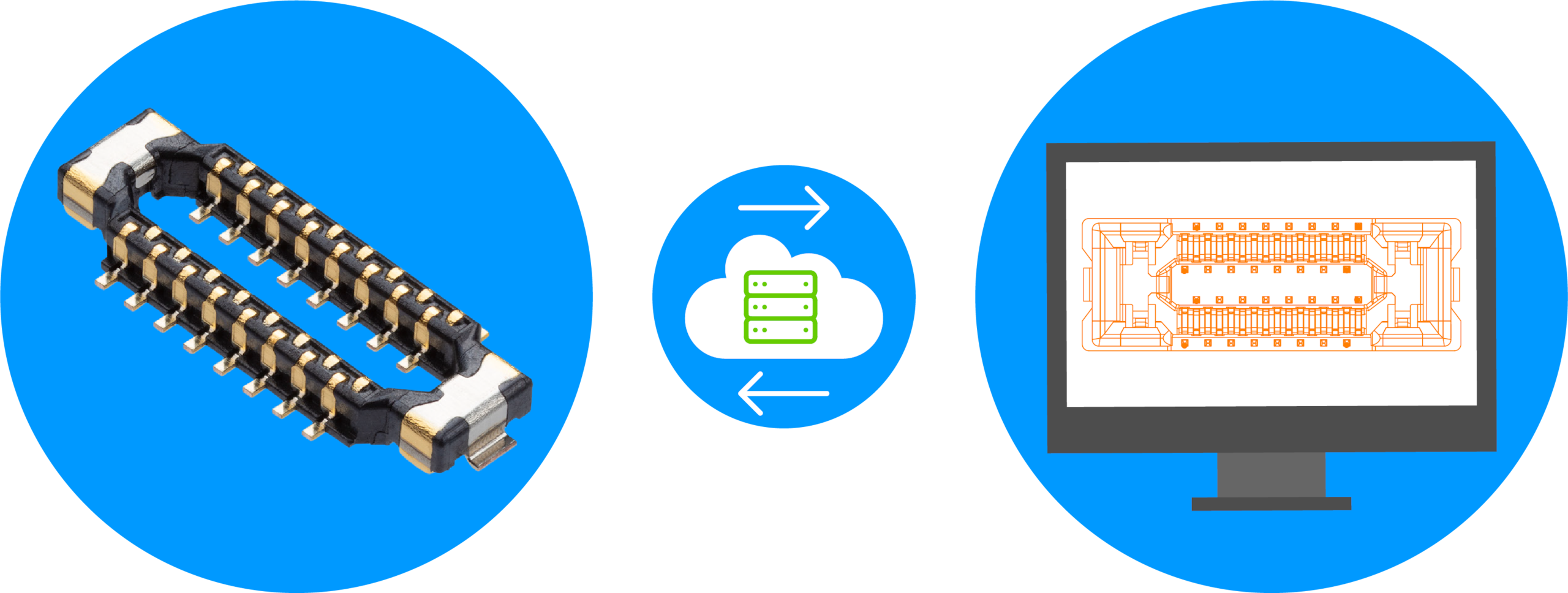 physical connector being converted into a digital twin on a computer screen