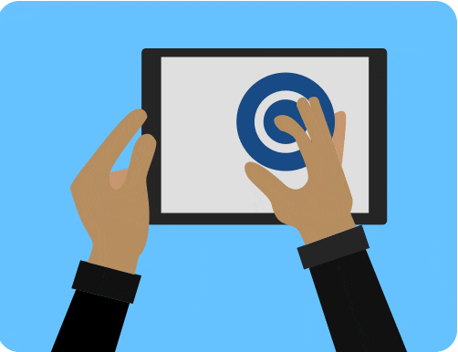 an animation of two hands moving on an electronic device