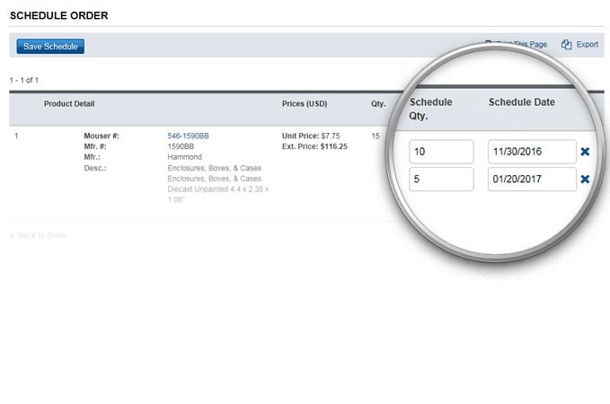 Modificar el cronograma en el historial de pedidos.